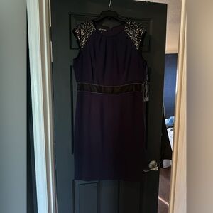 Elegant Purple Dress with Lace Details